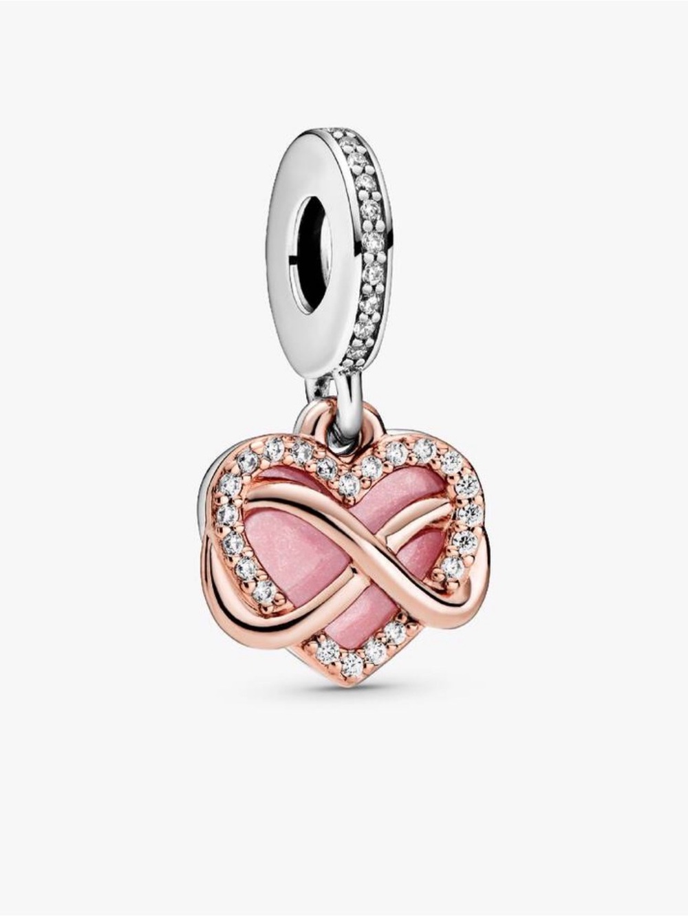 Pandora Rose Gold & Pink Heart Infinity Charm Pendant